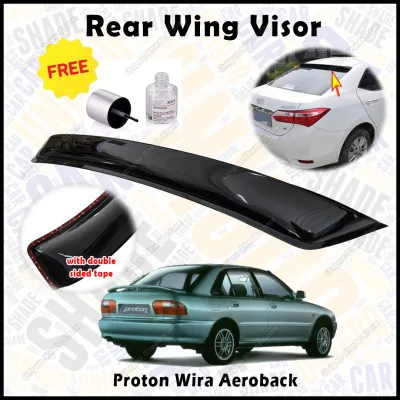 For Proton Wira Aeroback 1993-2007 Car Rear Wing Visor Windscreen Cermin Belakang Kereta Spoiler DIY FREE Primer Gum AG Rear Windscreen Wing Visor (Small 10cm Width)