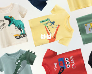 เสื้อผ้าเด็ก ยืดเสื้อผ้าลายน่ารัก คุณภาพดี พร้อมส่ง สีอารมณ์, สีขาว คู่เงา เสื้อยืดเด็กผู้ชาย ชุดเด็ก