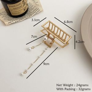 Jepit Rambut Korea Bahan Alloy Bentuk Kupu Kupu dengan Jurai Mutiara Jedai Logam AF05