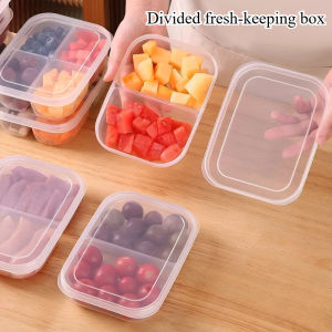 2 Grids Kitchen Food Storage Container Box Compartment Refrigerator Freezer Organizers Sub-Packed Meat Vegetable Fruit