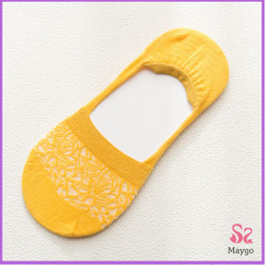 ถุงเท้าลูกไม้ ถุงเท้าผ้าฝ้าย ด้านล่างซิลิโคนกันลื่น  Lace socks