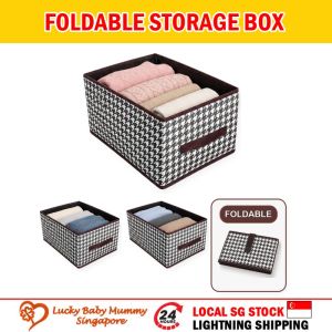 Foldable Houndstooth Clothes Storage Box / Underwear & Pants Organiser / Stackable Closet Storage