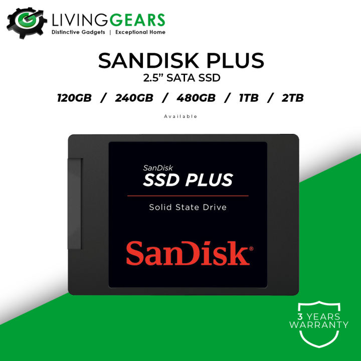 Sandisk Plus SSD 120GB / 240GB / 480GB / 1TB SATAIII 6G For PC Desktop ...