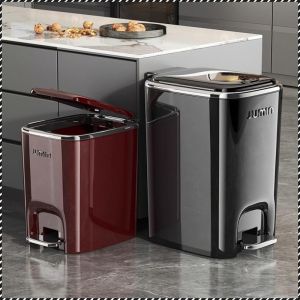 กล่องขยะ หรูหราเบาๆ ถังขยะ ดูดี ความจุขนาดใหญ่ มีฝาปิด เท้า การจัดเก็บ แยกกลิ่น