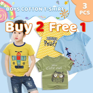 Buy2 Free1 BabyZoom Baby Boy Cotton T Shirts 3pcs Blouse Pajama Shirt Kids Boys Clothes Top Short Sleeve baby boy outfit dress for baby boy  OOTD Cotton T-shirt Comfortable Soft 0-6Y COD T-shirt for kids/Teen/Boy tops for boy Printed T shirt Random design