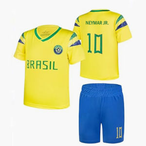 Soccer Jersey for Kids Boy Brazil #10 Football Soccer Jersey Childrens Football Training Uniforms Girls Soccer Shirts and Shorts