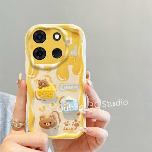 Casing Infinix Smart 7 X6515 Tecno Spark GO 2023 Tecno POP 7 Pro Phone Case New Design 3D Doll Cute Cartoon Bread Cheese Milk Bear Silicon Soft Cover with Bracelets