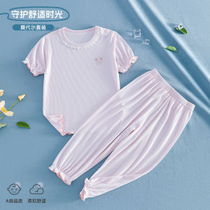 Children a Modal-like summer air conditioning clothing princess-style pajamas for girls thin and breathable home wear 2 Summer outfit set