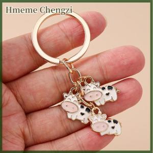Hmeme Cow Keychain Cowgirl Gifts Keyring - Cow Keychains Cow Keychain Accessories Cow Print Key Chain Cute Cow Girls Stuff Keyring