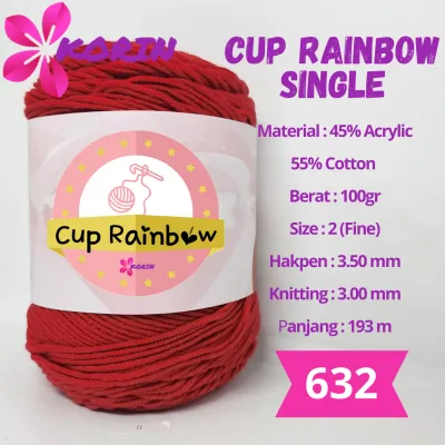 Benang Rajut Cup Rainbow Polos / Milk Cotton Yarn 5ply/ Katun Akrilik / Crochet Knitting Cotton Acrylic Yarn [100gr]