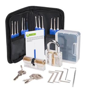 (LOCAL STOCK) 24PCS Set Locksmith Transparent Visible Practice Padlock Lock Training Skill Stainless Steel Lock Picks Tool Set