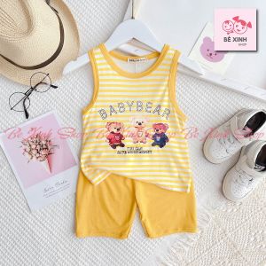[XẢ KHO]Quần áo trẻ em bộ ba lỗ cho bé trai bé gái Minky Mom BX75 Đồ bộ thun lạnh ba lỗ sát nách cho bé trai gái SỌC GẤU - Bé Xinh Shop