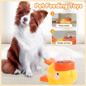 Automatic Dog Feeder Cute Yellow Duck Food Dispenser Press-on Pet Feeding Toys Pet Supplies