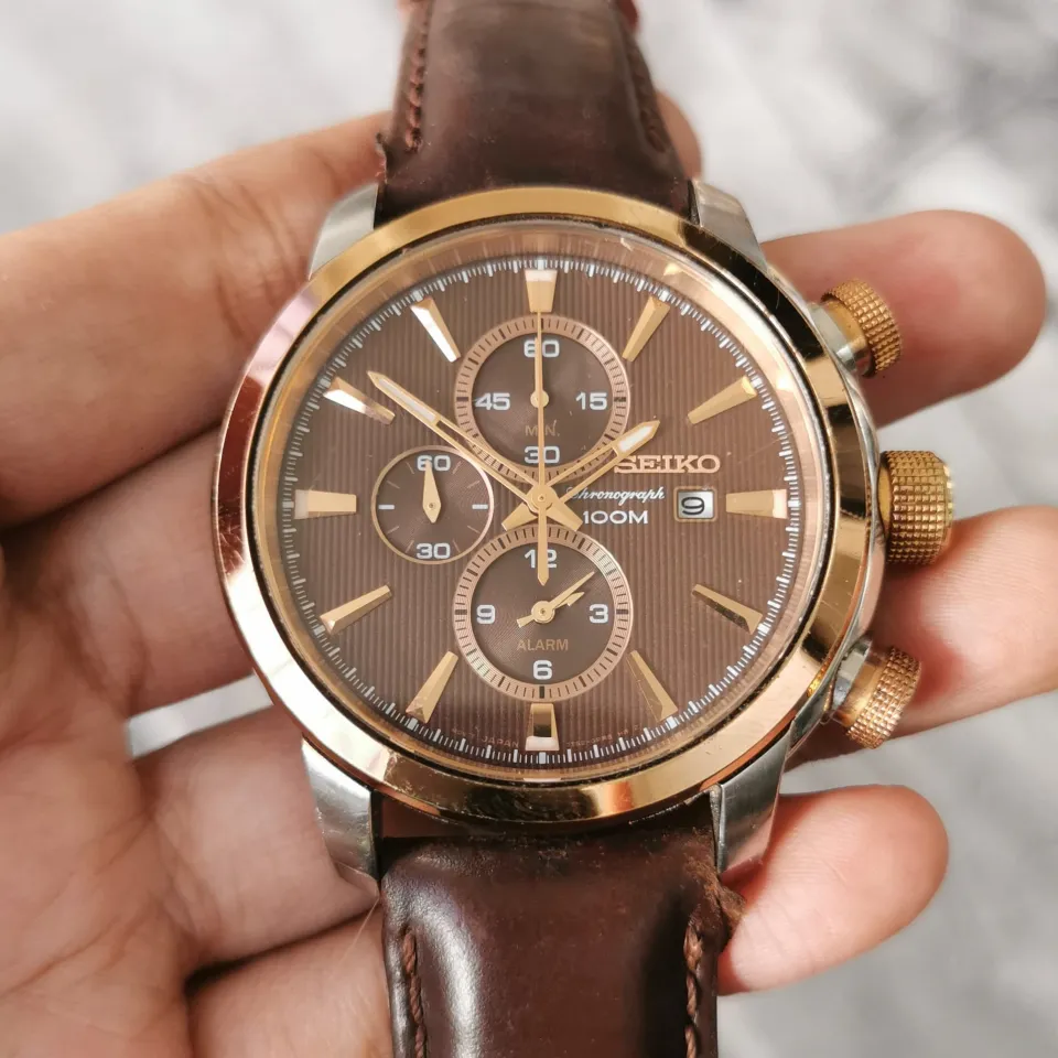 Seiko SNAF52P1 Quartz Chronograph Brown Dial Stainless Steel Case