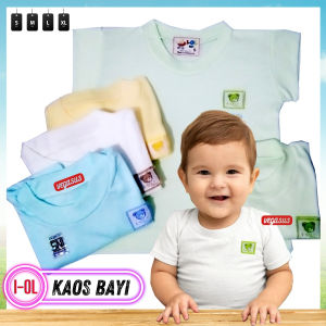 12Pcs Kaos Oblong Salur Anak Bayi  I-OL Berstandar SNI Size SMLXL 0-4 Tahun-Vegasus Store(COD)
