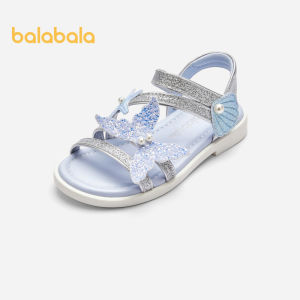 Balabala Childrens Sandals Girls Shoes 2024 Summer New Beach Shoes Non Slip Low Heel Shoes Look Sweet
