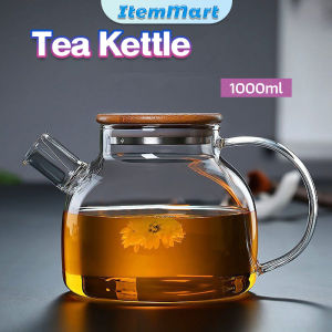 ItemMart 1L Heat Resistant With Wooden Cover Tea Pour Kettle Hot Coffee Tea Milk