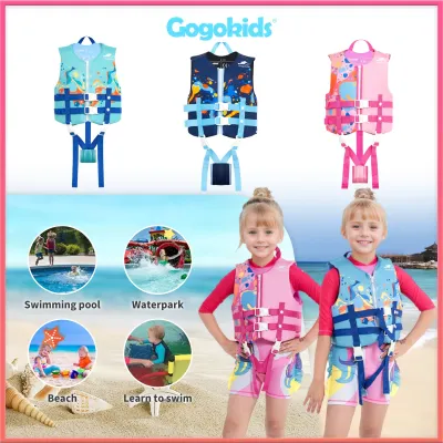 Gogokids Life Jacket Kids Swim Vest Pool Float with Adjustable Safety Strap Swimming Safety Vest for 8-35kg Boys Girls
