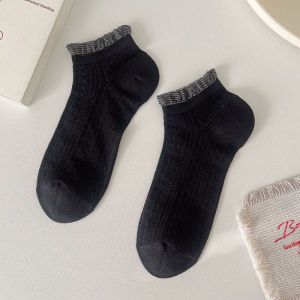 CEEKEY ถุงเท้า ถุงเท้าลูกไม้บางฤดูร้อน ถุงเท้าสตรีฤดูใบไม้ผลิฤดูร้อน ถุงเท้าผ้าฝ้าย ถุงเท้าสั้น