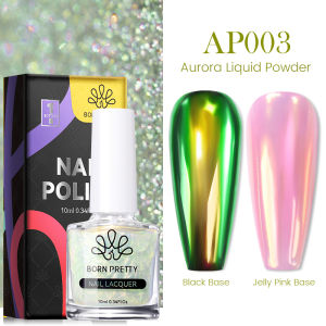 BORN PRETTY 10ml Aurora Liquid Powder Aurora Mirror Chrome Powder Metallic Cat Eye Effect Nail Art Polish Gel