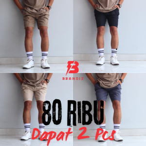 Promo 80 Ribu Dapat 2 Celana Boardshort pendek bahan Katun Twill Premium Tebal Dan Melar