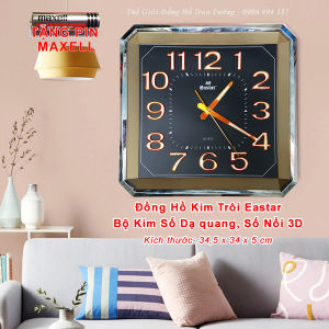 Đồng hồ Treo tường EASTAR Cao Cấp Máy Nhật KIM TRÔI Mặt Vuông Vát Góc Có DẠ QUANG – Tặng Pin Maxell – Bảo Hành 1 Năm