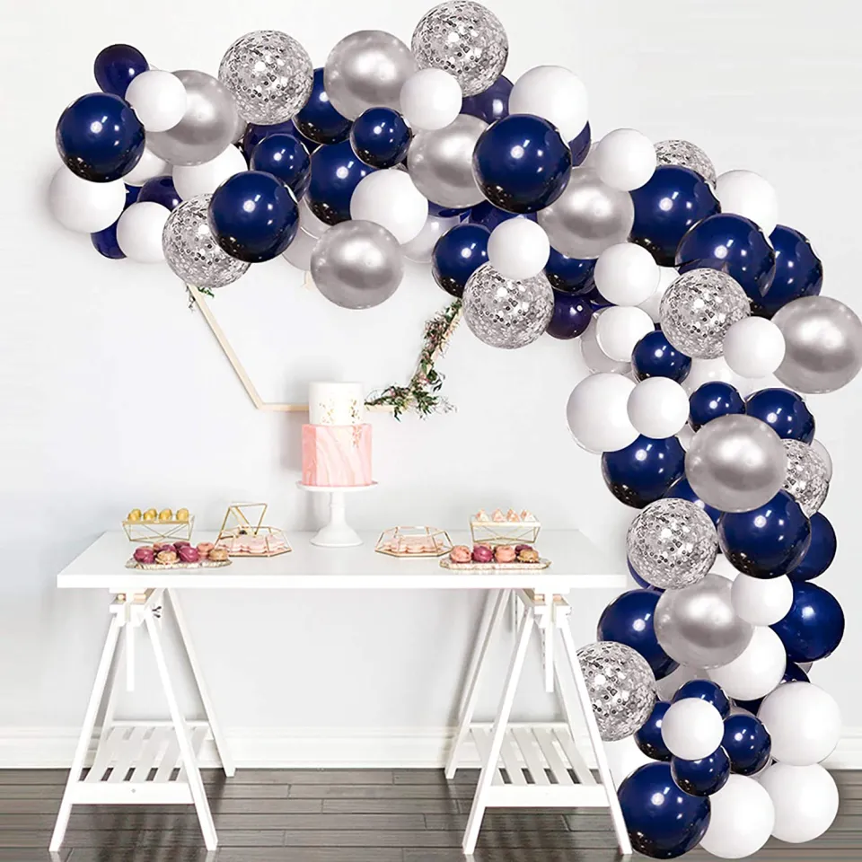 Black Gold White Balloons Garland Kit Birthday Anniversary Party Decoration  Kids