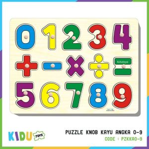 Mainan Anak  Puzzle Knob Kayu Angka 0-9 Kidu Toys