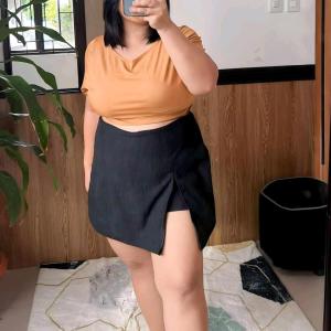 Chic Plus Size Corduroy High Waist Charm Skort with Elasticated Waist - Casual Chic Skirt in Multiple Plain Colors
