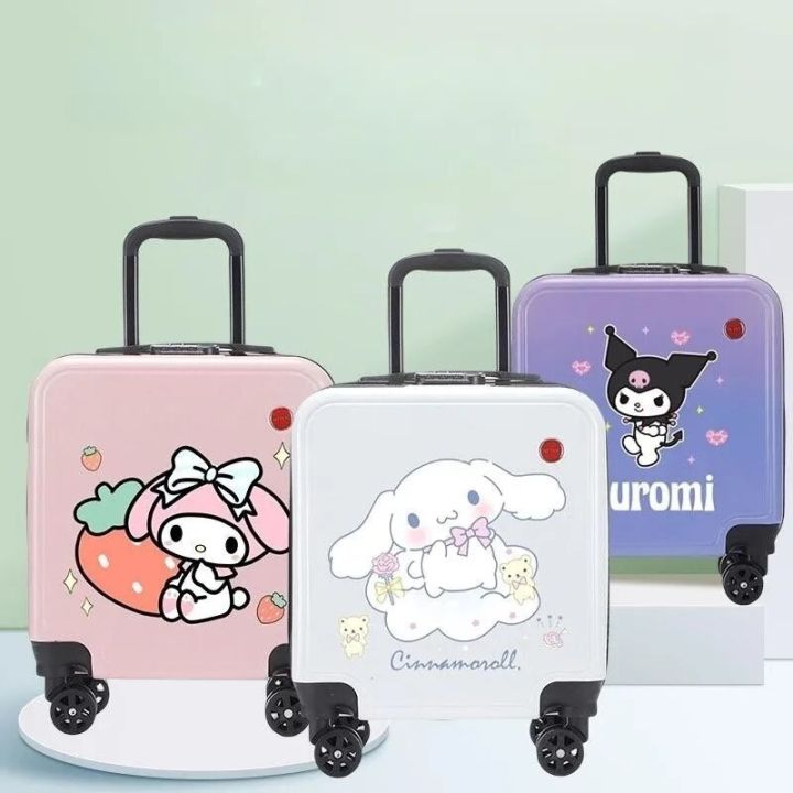 Kawaii Sanrio Cinnamoroll Kuromi Luggage Suitcase Carry Rolling Travel ...