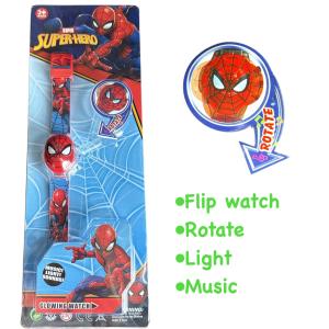 Kuromi Melody Kitty Cinnamonroll Boiboiboy Labubu Spiderman Batman Mario flip watch with light and music digital kids watch Malaysia ready stock