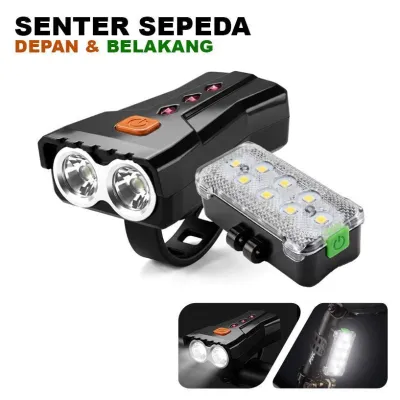 Lampu Senter Sepeda Depan Dan Belakang 4 Mode Cahaya Multifungsi T1218