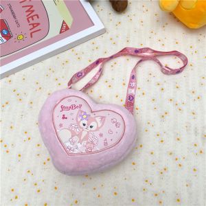 SMVU Mobile Phone Bag Cute Sweet Love Heart Shoulder Pouch Plush Children Adjustable Strap Phone Pocket Single Shoulder Bag Messenger Bag Cartoon Handbag