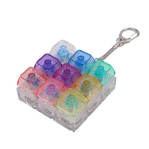 Kawaii Box keyboard keychain fidget fidget clicker 9 Keys LED Keyboard Key Toy Clear Clicker Colorful Keycap Button Finger Clicker Toys Compact Removable Decompression Fidget Keychain Anti-Stress