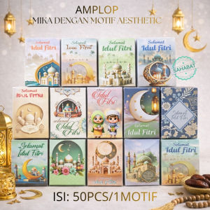 AMPLOP LEBARAN MIKA AESTHETIC HARI RAYA IDUL FITRI 1PAK ISI 50 PCS / AMPLOP LUCU MURAH MERIAH
