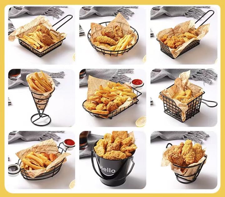 French Fries Holder Frying Net Mesh Fries Basket Kitchen Snack BBQ ...