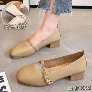 G7 Womens Soft Sole French Style Elegant Single Shoes 2025 Spring and Summer New Womens Shoes Elegant Versatile Mid-Heel Loafers Small Leather Shoes 7/7