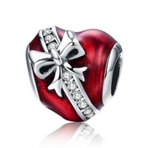 BAMOER จัดส่งฟรีโรแมนติกใหม่925เงินสเตอร์ลิงกรกฎาคมโบว์โบว์ลูกปัดใส CZ พอดีกับสร้อยข้อมือและสร้อยคอ DIY เครื่องประดับทํา SCC741