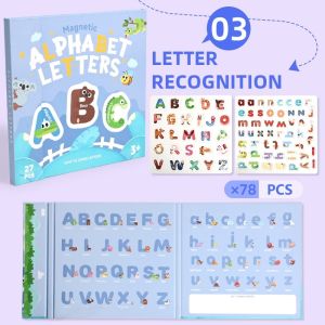 Phanqy Magnetic Alphabet Letters Book ABC Number Early Education learning Toys Montessori Toys