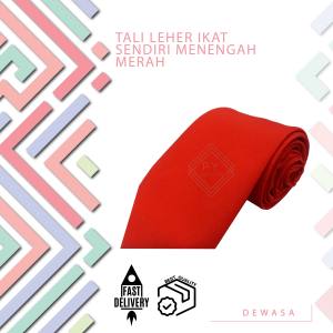 🔸TIE DEWASA MERAH / TALI LEHER PENGAWAS SEKOLAH MENENGAH JENIS IKAT SENDIRI MERAH ( TIE SEKOLAH RED ) - TLI07
