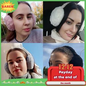 BAREN ที่ปิดหูกันหนาวแบบพกพาพับได้หูแฟชั่นสีล้วนสำหรับกลางแจ้งป้องกันความเย็นหูแบบนุ่ม