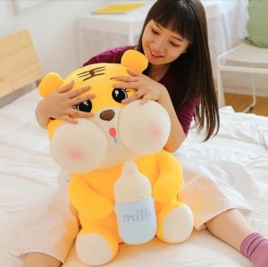 Gấu bông Hổ ôm bình sữa vải Miniso size lớn 50cm --70cm cao cấp lông mịn