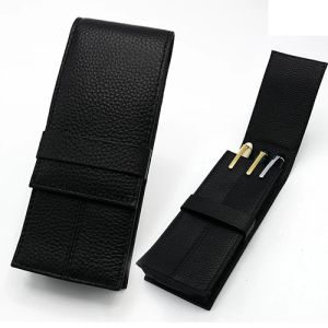 Wancher Genuine Leather Fountain Pen Case Cowhide 3 Pens Holder Pouch Sleeve Pencil Bag Office Accessories2026