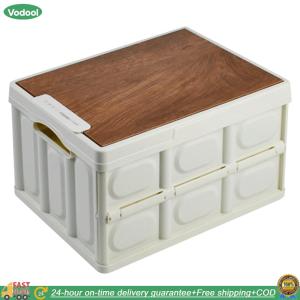 【24 hours Flash Delivery】การตั้งแคมป์พับเก็บตู้เก็บของที่มีฝาครอบไม้กล่องเก็บอาหารกล่องอาหารขนาดใหญ่ความจุพับเก็บได้