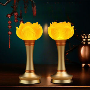 SXH Rechargeable Lotus Lamp New Rechargeable Model for Home Use Pair led Colorful Crystal Glass Buddha Lamp for Worship Hall Lighting