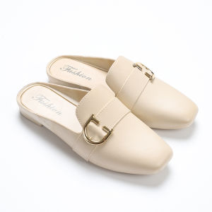Free Shipping Spring And Summer Fashion New PVC Flat-Soled WomenS Slip-On Mules With Closed Toe Suitable For Home And Outdoor Wear Breathable Shoes