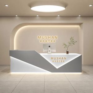 FFBH Nordic Cream Style Bar Reception Counter Modern Minimalist Commercial Furniture for Beauty Salon & Massage Clothing Shop FYRD P7Q2M