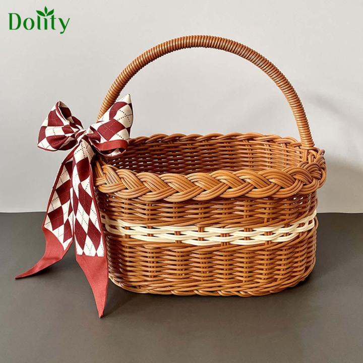 Dolity Picnic Baskets with Handles Woven Basket for Fruit Vegetable ...