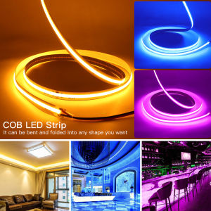 12V 24V High Brightness FOB COB LED Strip Lights 320 LEDs/M Flexible 8MM PCB Width RA90 Super Thin Neon Tape For Can Be Cut With 25MM Suitable Room Kitchen Cabinet Home Decoration