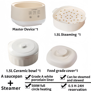 🚚Malaysian ready-made 7L 5-pot ceramic inner pot electric stew pot soup tonic stew multi-functional fully automatic waterproof design buy now and get a steamer  periuk rebus elektrik 電燉盅